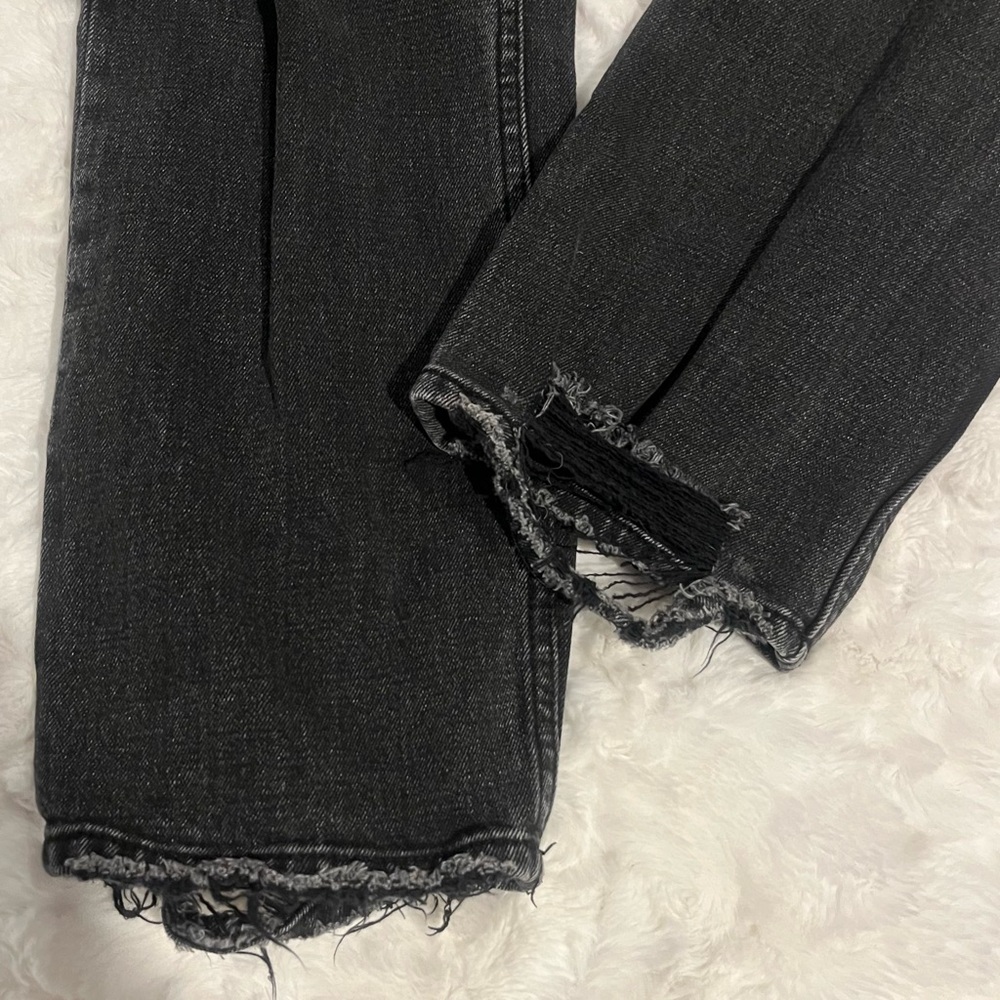 Abercrombie & Fitch The Ankle Straight Ultra High Rise Jeans in Distressed Black - Picture 10 of 16